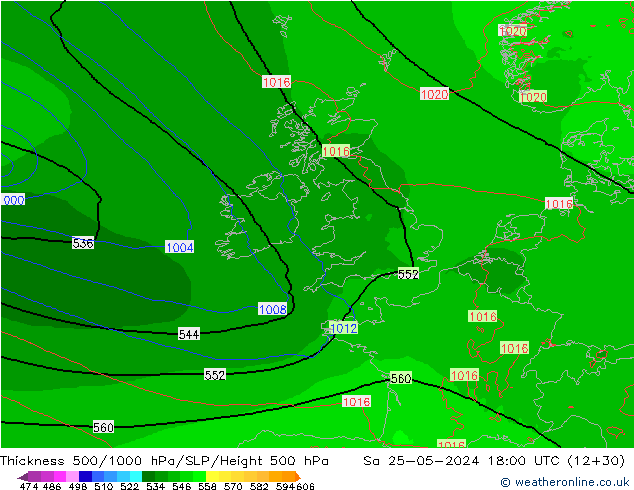 Thck 500-1000гПа Arpege-eu сб 25.05.2024 18 UTC