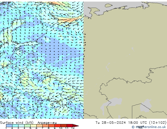  10 m (bft) Arpege-eu  28.05.2024 18 UTC
