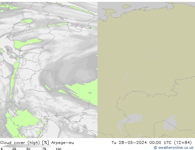 Bewolking (Hoog) Arpege-eu di 28.05.2024 00 UTC