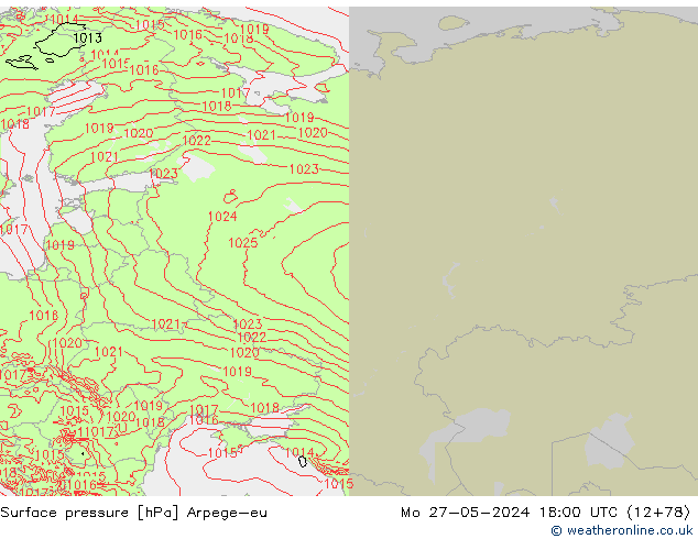 приземное давление Arpege-eu пн 27.05.2024 18 UTC