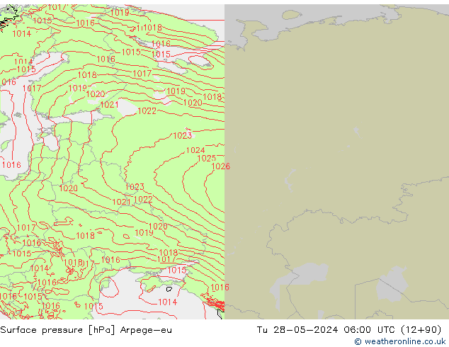 Surface pressure Arpege-eu Tu 28.05.2024 06 UTC