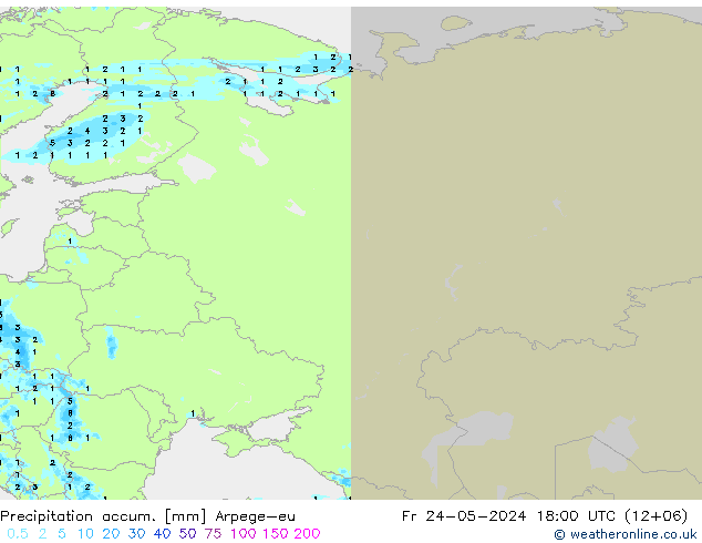 Precipitation accum. Arpege-eu ven 24.05.2024 18 UTC