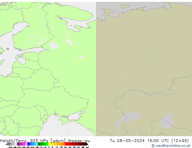 Geop./Temp. 925 hPa Arpege-eu mar 28.05.2024 15 UTC