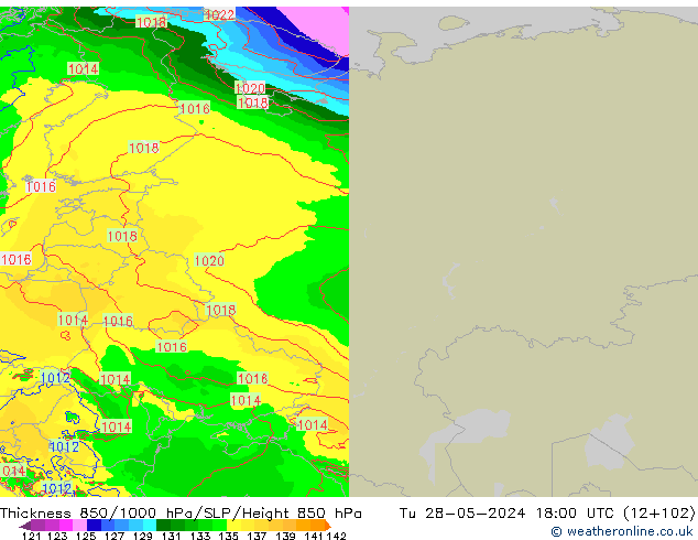 Thck 850-1000 hPa Arpege-eu mar 28.05.2024 18 UTC