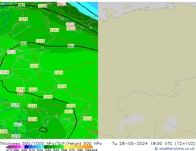 Thck 500-1000hPa Arpege-eu  28.05.2024 18 UTC