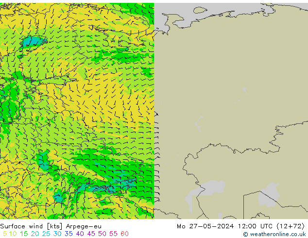 Wind 10 m Arpege-eu ma 27.05.2024 12 UTC