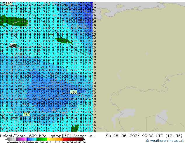 Yükseklik/Sıc. 500 hPa Arpege-eu Paz 26.05.2024 00 UTC