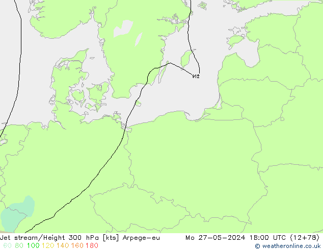 Jet stream/Height 300 hPa Arpege-eu Mo 27.05.2024 18 UTC