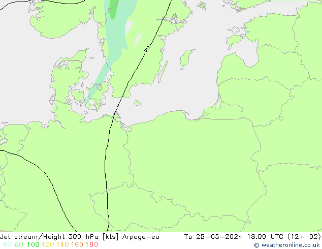 Jet stream/Height 300 hPa Arpege-eu Tu 28.05.2024 18 UTC