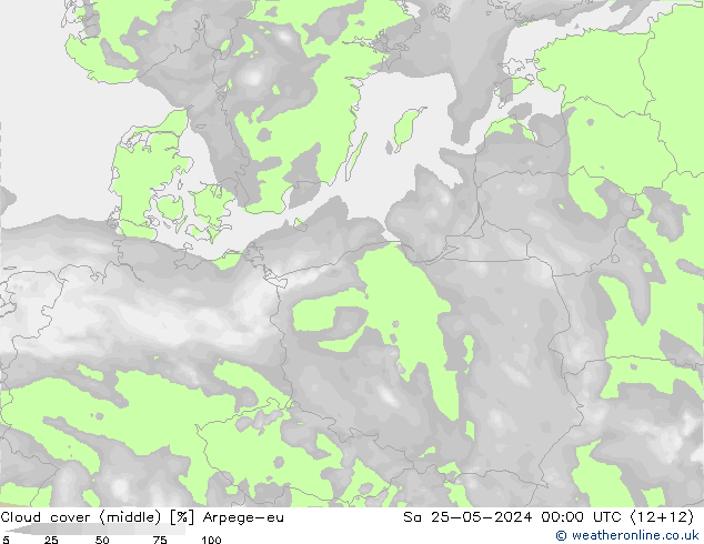 Bewolking (Middelb.) Arpege-eu za 25.05.2024 00 UTC