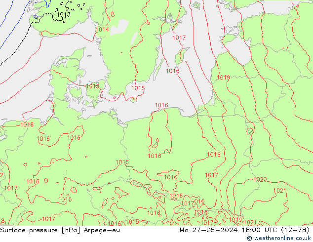 приземное давление Arpege-eu пн 27.05.2024 18 UTC