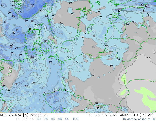 RH 925 hPa Arpege-eu dom 26.05.2024 00 UTC