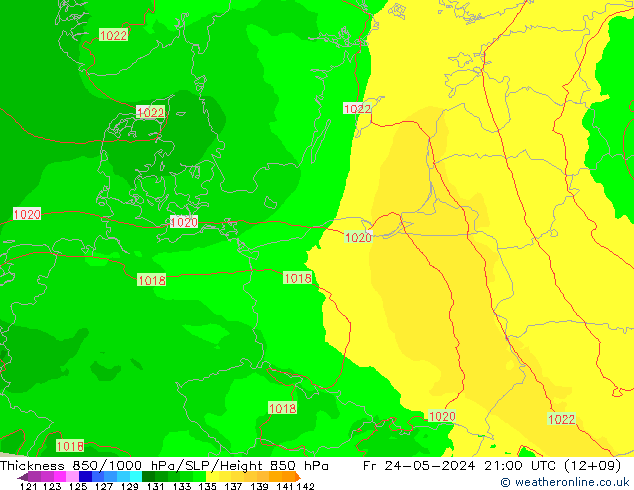 Thck 850-1000 hPa Arpege-eu Fr 24.05.2024 21 UTC