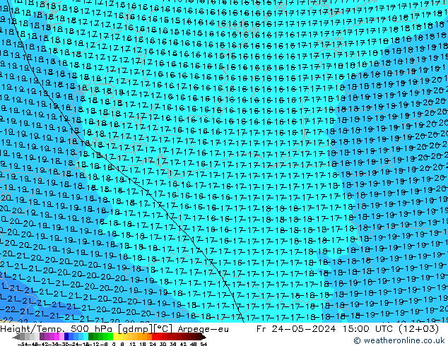 Height/Temp. 500 гПа Arpege-eu пт 24.05.2024 15 UTC