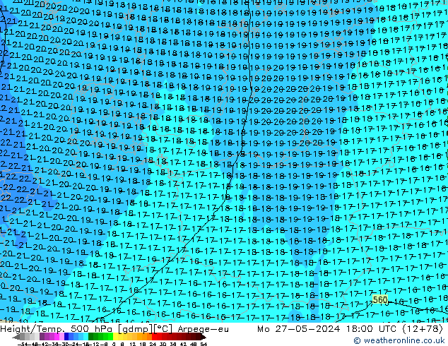 Height/Temp. 500 hPa Arpege-eu Po 27.05.2024 18 UTC