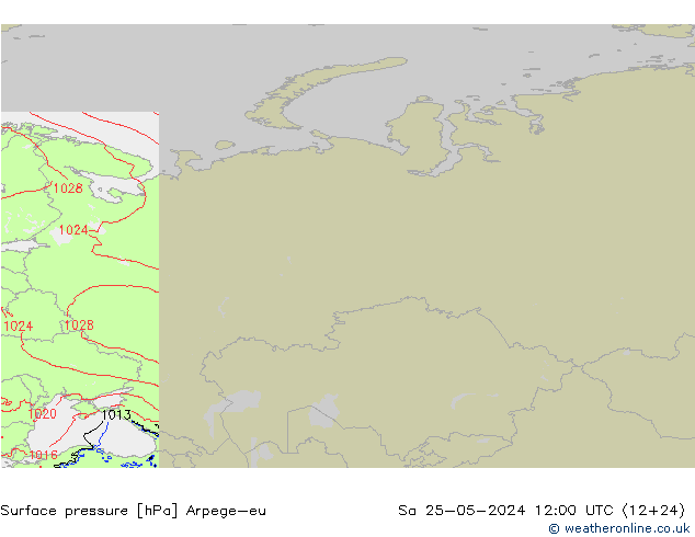 Presión superficial Arpege-eu sáb 25.05.2024 12 UTC