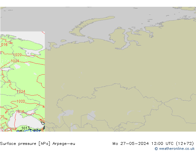 Surface pressure Arpege-eu Mo 27.05.2024 12 UTC