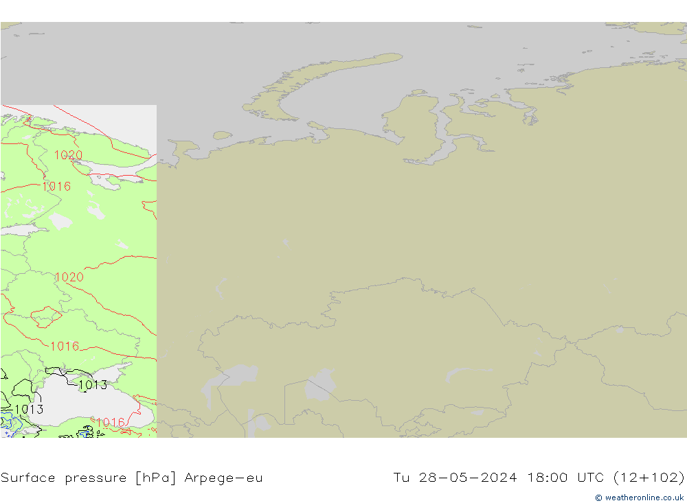 Surface pressure Arpege-eu Tu 28.05.2024 18 UTC