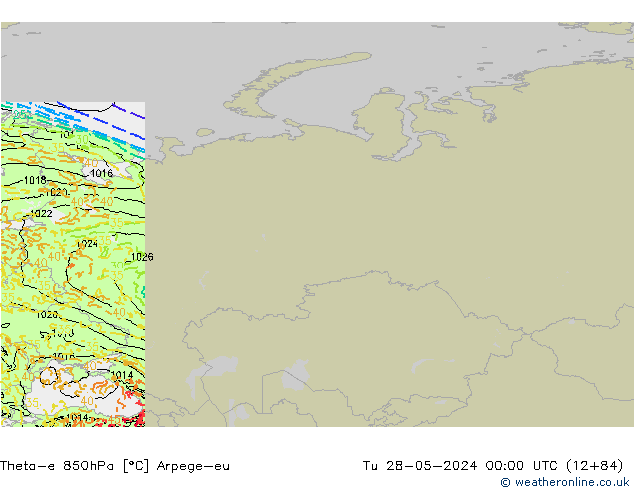 Theta-e 850hPa Arpege-eu mar 28.05.2024 00 UTC