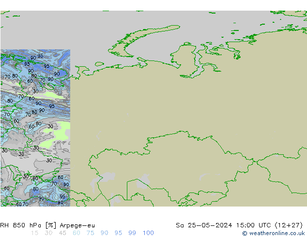 RH 850 hPa Arpege-eu So 25.05.2024 15 UTC