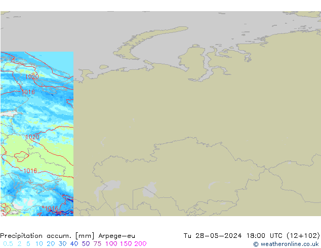 Precipitation accum. Arpege-eu вт 28.05.2024 18 UTC
