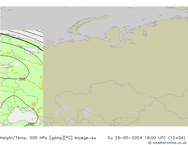 Yükseklik/Sıc. 500 hPa Arpege-eu Paz 26.05.2024 18 UTC