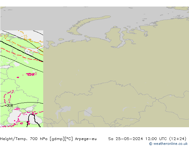 Height/Temp. 700 hPa Arpege-eu Sa 25.05.2024 12 UTC