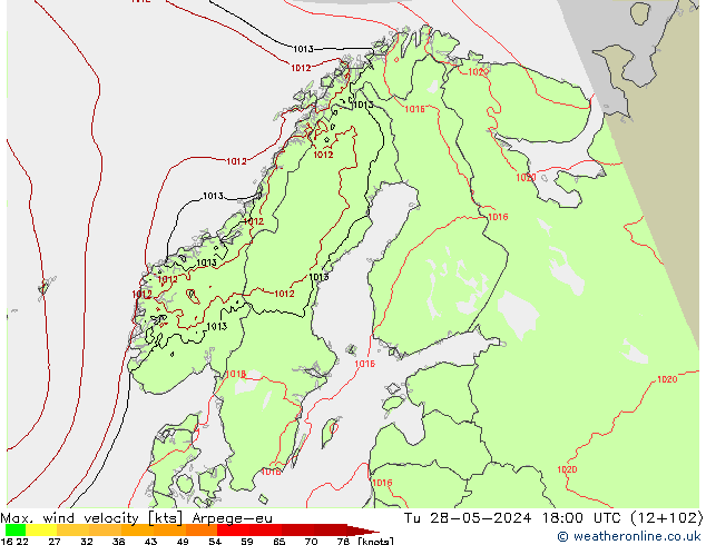 Maks. Rüzgar Hızı Arpege-eu Sa 28.05.2024 18 UTC