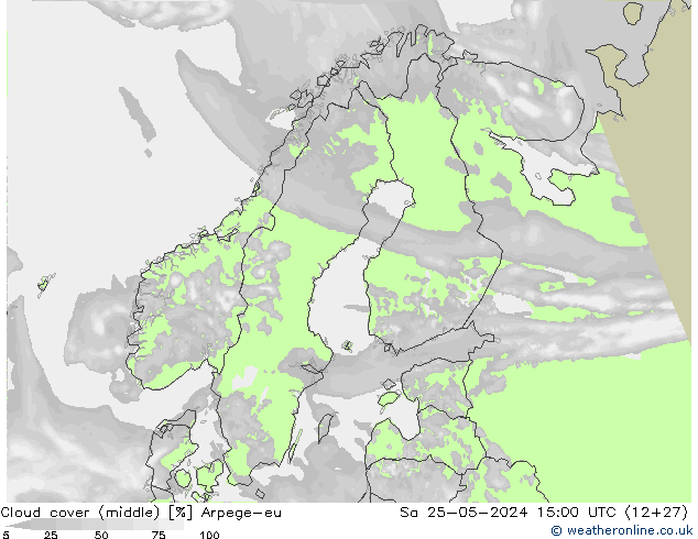 oblačnosti uprostřed Arpege-eu So 25.05.2024 15 UTC