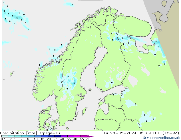 precipitação Arpege-eu Ter 28.05.2024 09 UTC