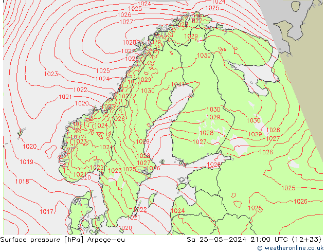 pressão do solo Arpege-eu Sáb 25.05.2024 21 UTC