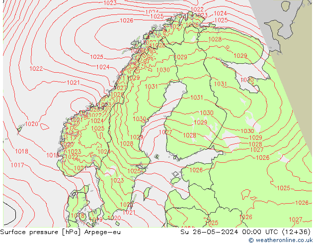 Luchtdruk (Grond) Arpege-eu zo 26.05.2024 00 UTC