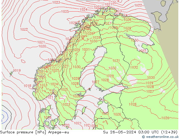 Surface pressure Arpege-eu Su 26.05.2024 03 UTC