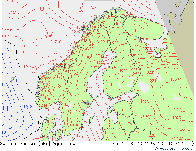 Presión superficial Arpege-eu lun 27.05.2024 03 UTC