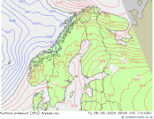 Surface pressure Arpege-eu Tu 28.05.2024 06 UTC