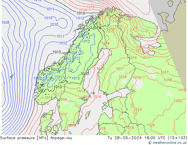 приземное давление Arpege-eu вт 28.05.2024 18 UTC