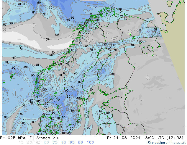 RH 925 hPa Arpege-eu Sex 24.05.2024 15 UTC