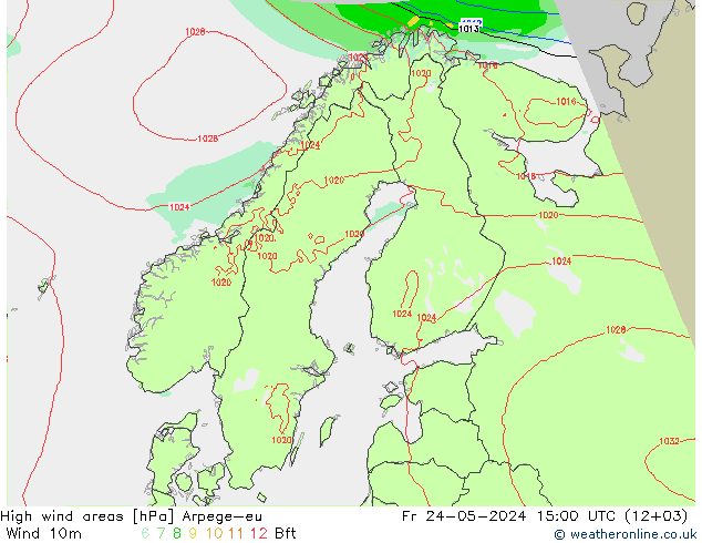 High wind areas Arpege-eu Fr 24.05.2024 15 UTC