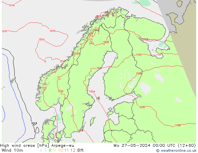 High wind areas Arpege-eu lun 27.05.2024 00 UTC