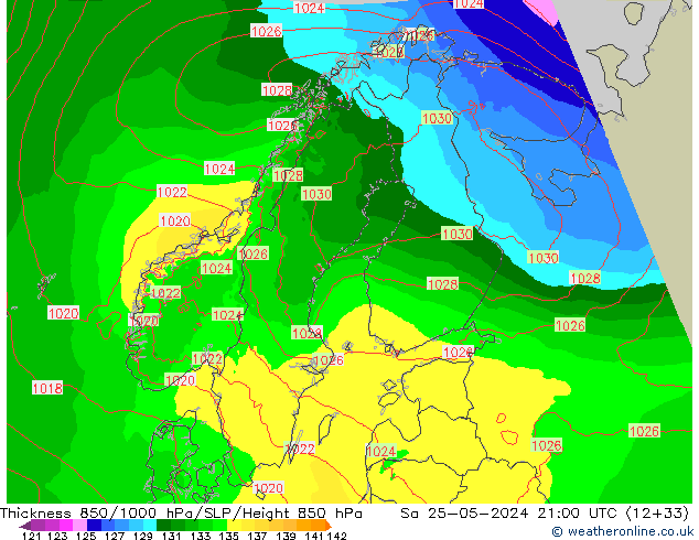 Thck 850-1000 hPa Arpege-eu Sáb 25.05.2024 21 UTC