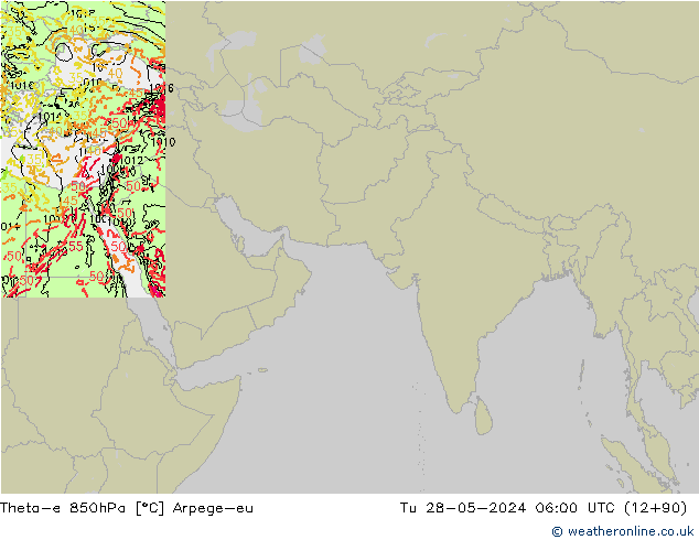 Theta-e 850hPa Arpege-eu Di 28.05.2024 06 UTC