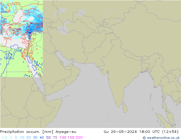 Precipitation accum. Arpege-eu  26.05.2024 18 UTC