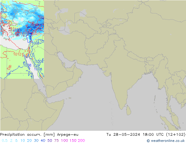 Precipitation accum. Arpege-eu  28.05.2024 18 UTC