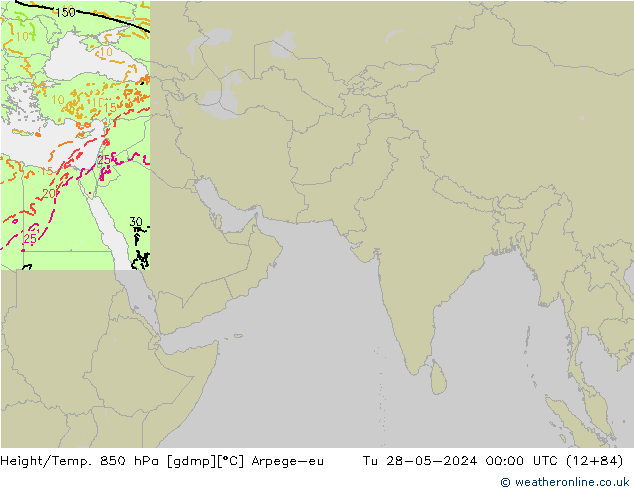 Height/Temp. 850 гПа Arpege-eu вт 28.05.2024 00 UTC