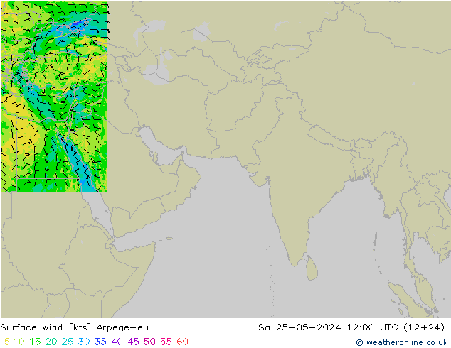 Wind 10 m Arpege-eu za 25.05.2024 12 UTC