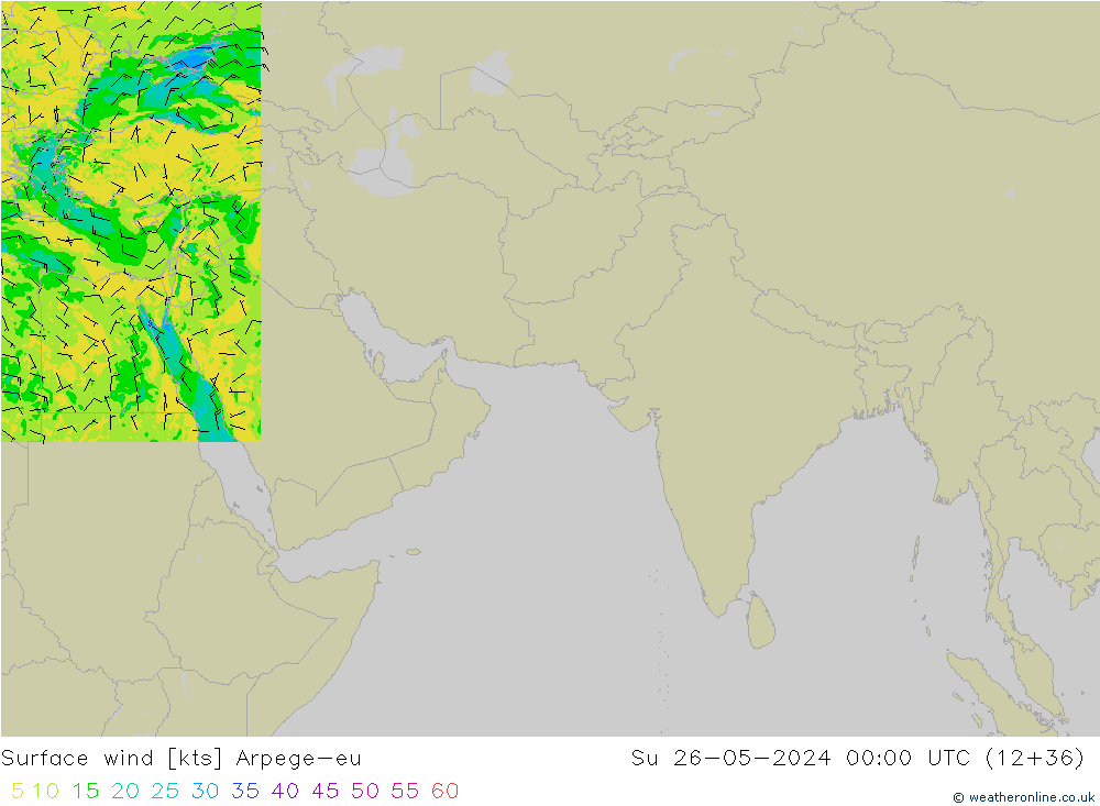 Surface wind Arpege-eu Su 26.05.2024 00 UTC