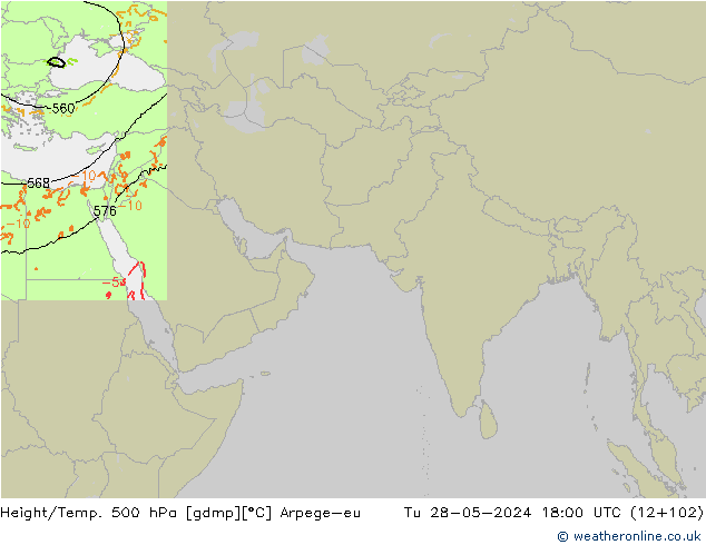 Height/Temp. 500 hPa Arpege-eu Tu 28.05.2024 18 UTC