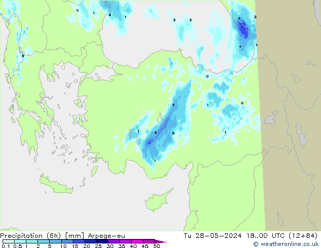 Precipitación (6h) Arpege-eu mar 28.05.2024 00 UTC