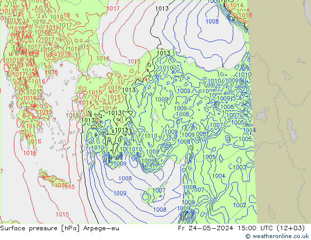 Surface pressure Arpege-eu Fr 24.05.2024 15 UTC