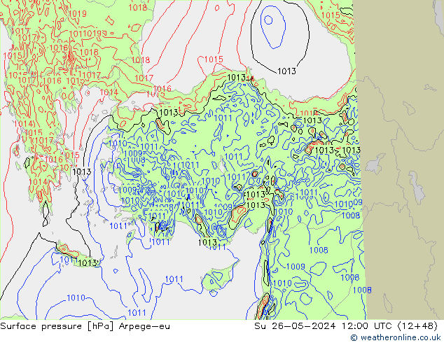 Surface pressure Arpege-eu Su 26.05.2024 12 UTC